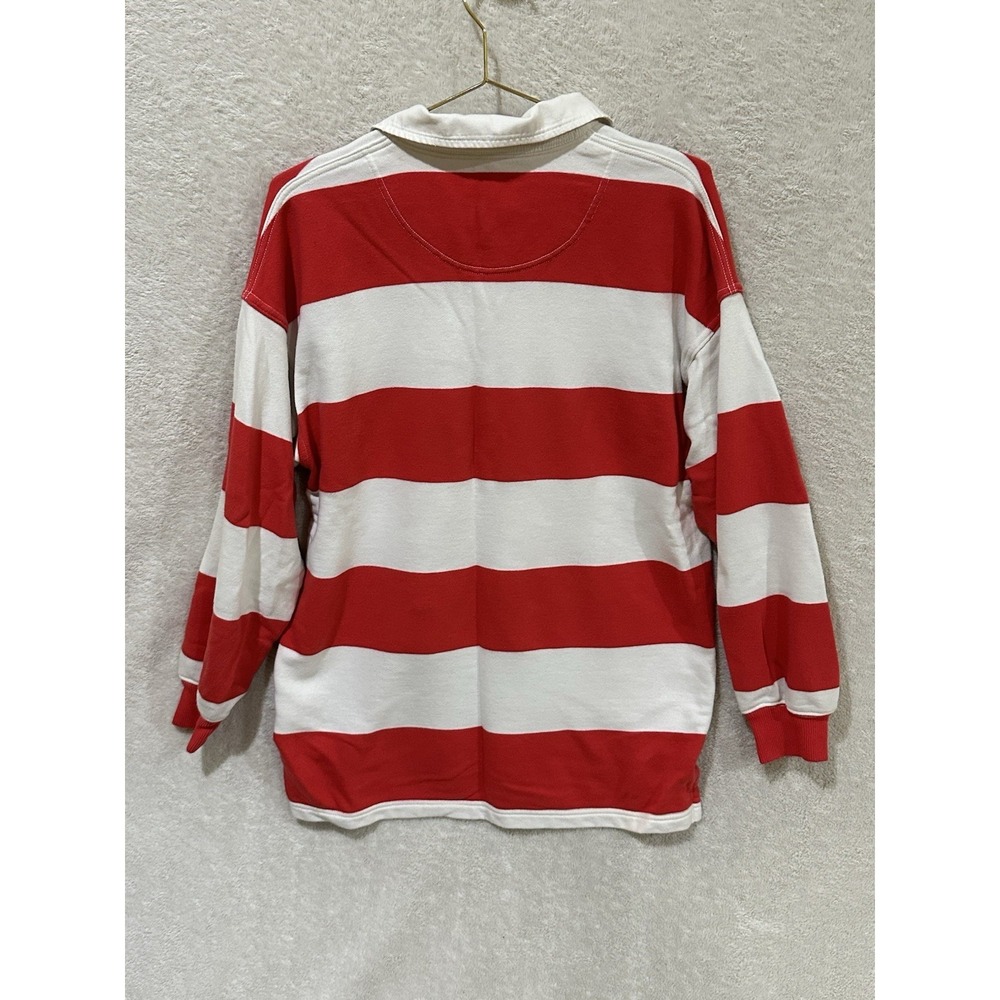 Aerie Women Small Prep Rally Rugby Sweatshirt Red White Striped Oversized Fit - Picture 4 of 9